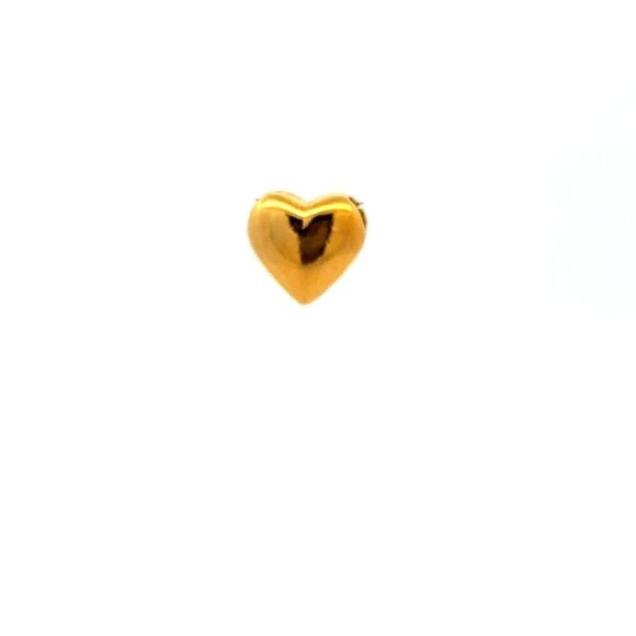 18K Gold Pendant Charm Heart Bead
